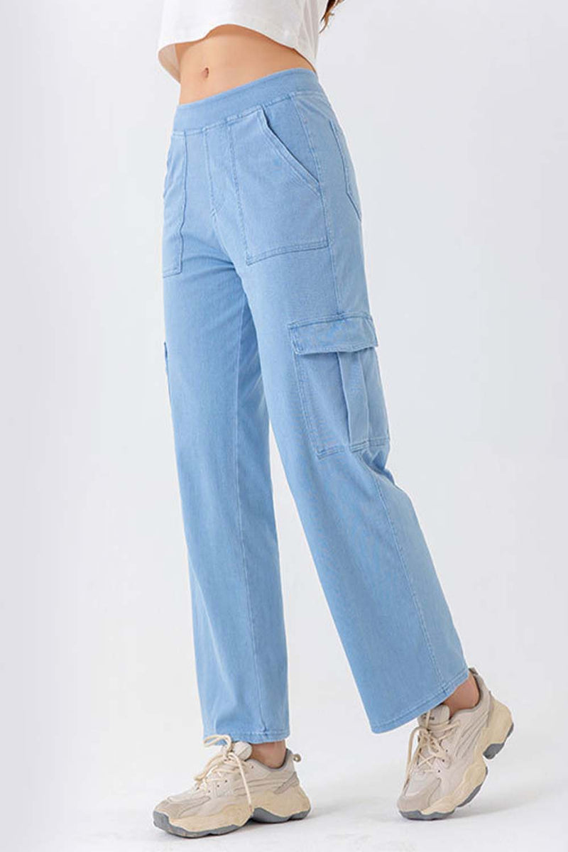 Buttoned Pocketed Long Jeans Light