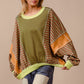 BiBi Color Block Striped Round Neck Sweatshirt