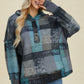 Double Take Full Size Plaid Dropped Shoulder Fleece Hoodie