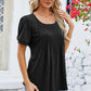 Ruched Scoop Neck Short Sleeve Blouse