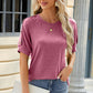 Round Neck Buttoned Short Sleeve T-Shirt