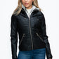 YMI Faux Layered Double-Zipper Jacket with Fuzzy Hood