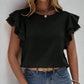 Ruffled Cap Sleeve Round Neck Blouse