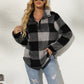 Shiny Plaid Half Zip Long Sleeve Sweatshirt