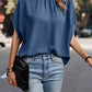 Swiss Dot Mock Neck Half Sleeve Blouse