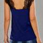 Shiny Lace Trim Sweetheart Neck Cami