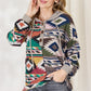 Celeste Full Size Geometric Exposed Seam Drawstring Hoodie