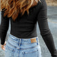 High Neck Long Sleeve Ribbed Top