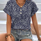 Printed V-Neck Short Sleeve Blouse