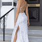 Sequin Backless Split Maxi Dress