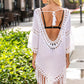 Backless Fringe Scoop Neck Cover Up