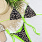 Leopard Print Halter Neck Tie Side Bikini Set