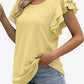 Round Neck Layered Flutter Sleeve Blouse