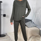 Round Neck Top and Drawstring Pants Lounge Set