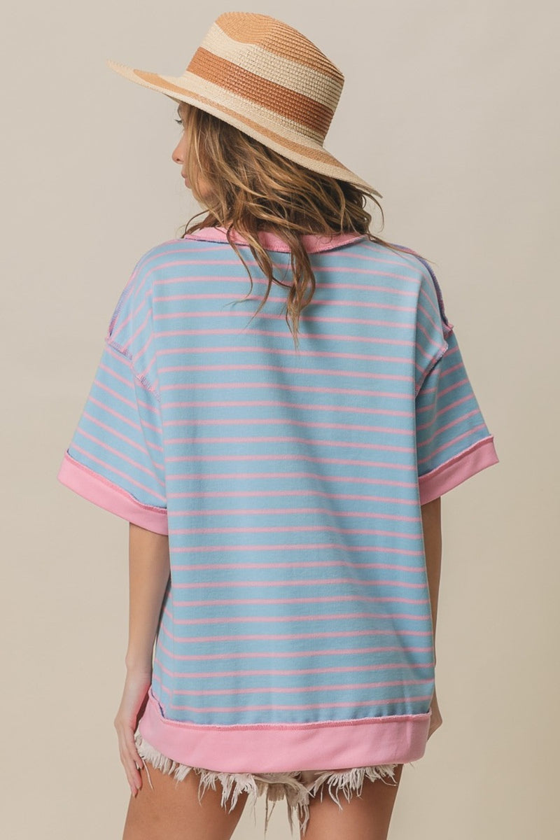 BiBi Exposed Seam Stripe Contrast T-Shirt