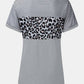 Full Size Striped Leopard Round Neck Short Sleeve T-Shirt