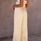 Ruffled Sleeveless Top and Wide Leg Pants Set