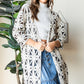 Veveret Geometric Open Front Three-Quarter Sleeve Cardigan