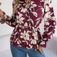 Printed Tie Neck Flounce Sleeve Blouse