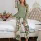 Round Neck Top and Printed Pants Lounge Set