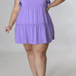 Plus Size V-Neck Frill Trim Mini Dress