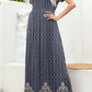 Printed Round Neck Short Sleeve Maxi Dress