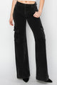 Risen Full Size High Rise Wide Leg Cargo Jeans Black