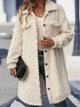 Fuzzy Button Up Long Sleeve Longline Coat Cream