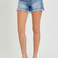 RISEN Full Size High Rise Raw Hem Denim Shorts