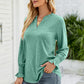 Heathered Flounce Sleeve Curved Hem Top