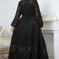 Melo Apparel Plus Size Embroidery Round Neck Long Sleeve Maxi Dress