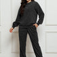 Corduroy Round Neck Sweatshirt and Sweatpants Set