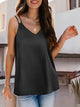 V-Neck Double Spaghetti Straps Cami Black
