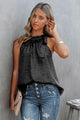 Printed Tied Grecian Neck Tank Black