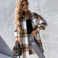 Plaid Collared Neck Longline Shirt