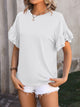 Mandy Ruffled Round Neck Short Sleeve Blouse White