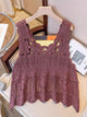Openwork Scoop Neck Tank Deep Purple One Size