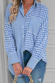 Plaid Button Up Long Sleeve Shirt Light Blue