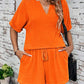 Notched Half Sleeve Top and Shorts Set