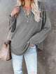 Buttoned Drop Shoulder Top Heather Gray