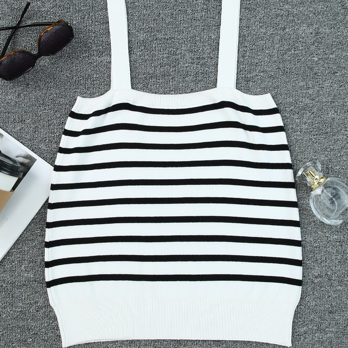 Double Take Striped Straight Neck Cami