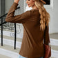 Notched Neck Long Sleeve Buttoned Blouse