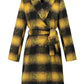 Plaid Tie Waist Long Sleeve Coat