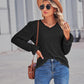 Eyelet V-Neck Flounce Sleeve Blouse