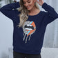 Shiny Lip Graphic Round Neck Sweatshirt