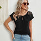 Lace Detail Round Neck Short Sleeve T-Shirt