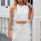 Round Neck Sleeveless Top and Drawstring Skirt Set