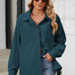 Button Up Dropped Shoulder Long Sleeve Outerwear