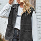 Button Front Sleeveless Denim Jacket