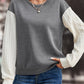 Contrast Round Neck Long Sleeve Sweatshirt